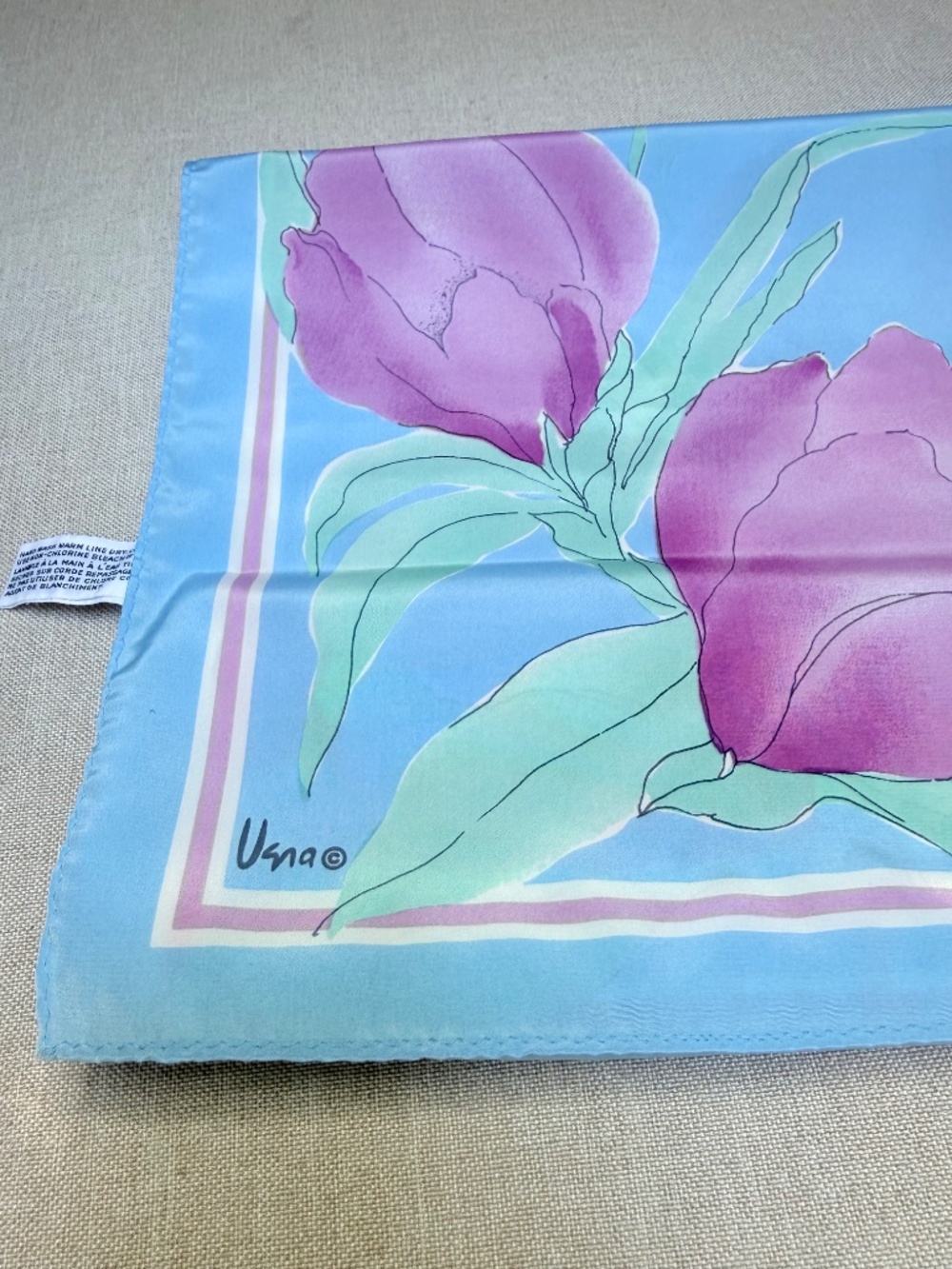 Long Vintage Veresa by Vera Neumann Pastel Tulip Scarf - Picture 6 of 11